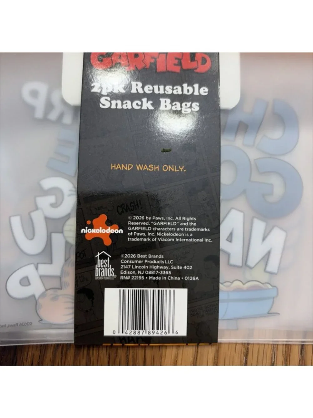 Nickelodeon Garfield 2pk Reusable Snack Bags New Environmently Friendly